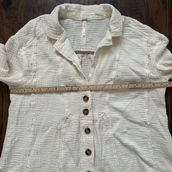 Free People Small Ivory All About The Feels Button Down Babydoll Top - Picture 6 of 8